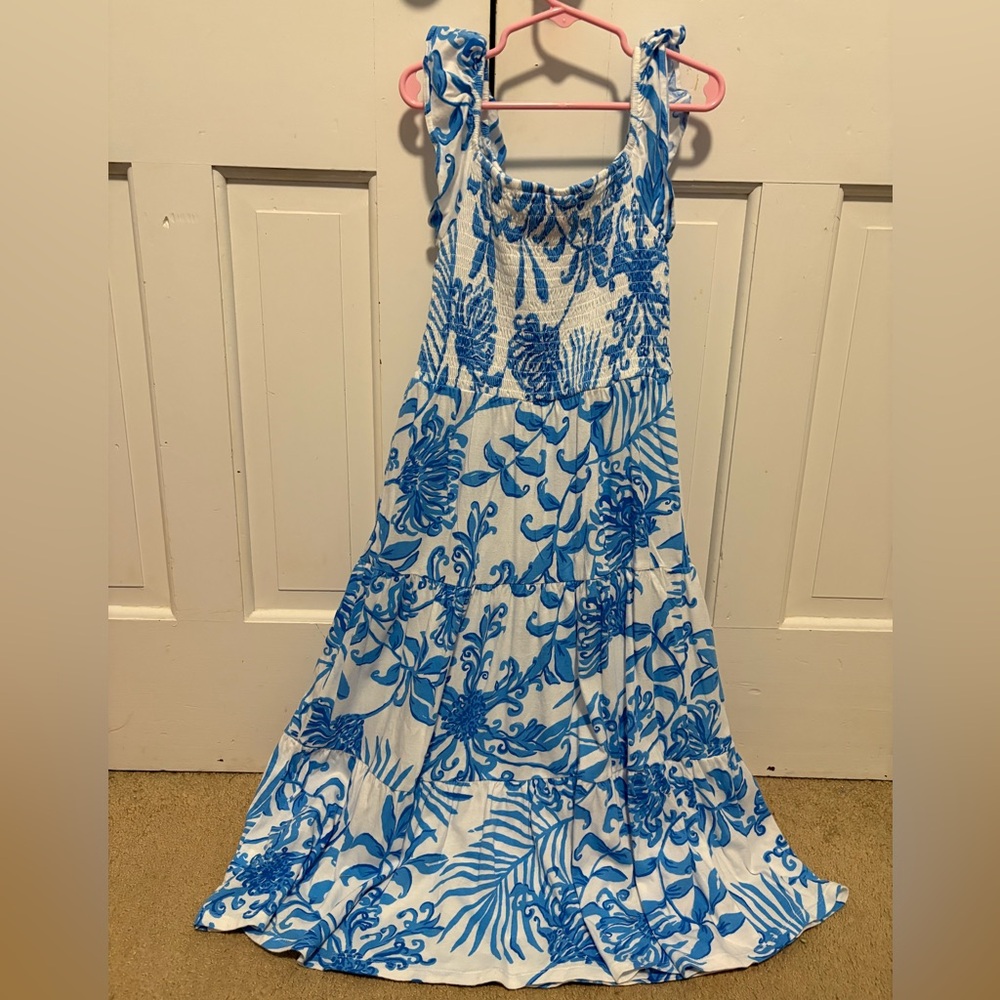 Girl’s Lilly Pulitzer Blue & White Floral Dress - Picture 6 of 6